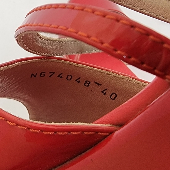AGL ATTILIO GIUSTI LEOMBRUNI WEDGES SANDALS RED PATENT LEATHER SIZE 40 - Picture 12 of 14